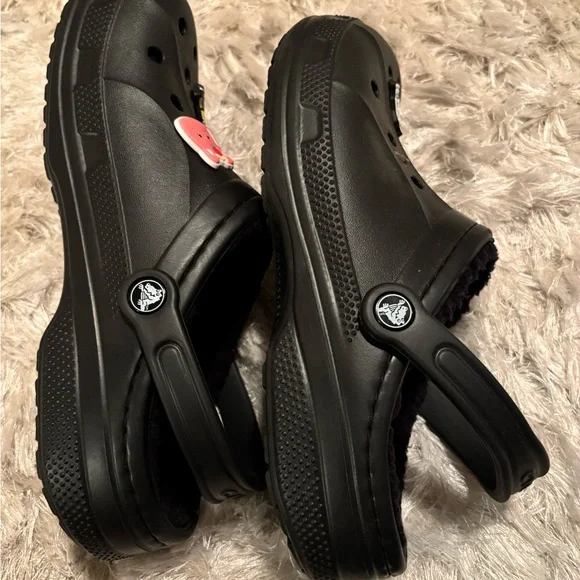 Make offer! NWOT CROCS Black Slippers Colorful Charms heel straps Men 9 Woman 11 - Picture 7 of 16